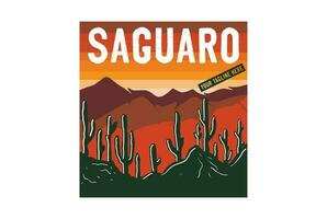 ancien rétro américain saguaro cactus désert nationale parc pour Extérieur aventure t chemise logo illustration vecteur