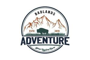 ancien rétro américain badlands nationale parc pour Extérieur aventure t chemise logo illustration vecteur