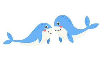 mignonne baleines dans l'amour. mer animaux. vecteur illustration.