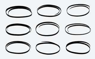 cercle dessiné à la main ligne croquis vector set griffonnage circulaire doodle design rond