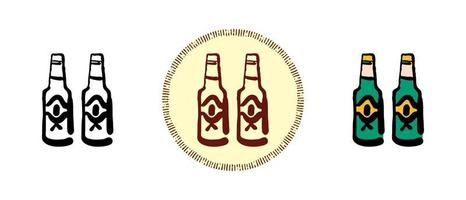 Contour et couleur et symboles de bouteille de bière rétro vecteur