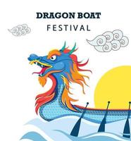 concept de festival de bateau dragon chinois vecteur