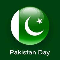 bannière du jour du pakistan, 23 mars. drapeau 3d rond du pakistan sur fond vert foncé. affiche, bannière de félicitations, vecteur