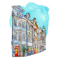 Prague tchèque république aquarelle main tiré illustration isolé sur blanc Contexte vecteur