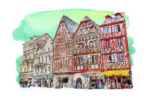 architecture Allemagne aquarelle main tiré illustration isolé sur blanc Contexte vecteur