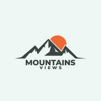 montagnes vues logo vecteur