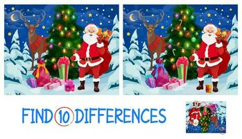 trouver Dix différences Noël Jeu pour des gamins vecteur