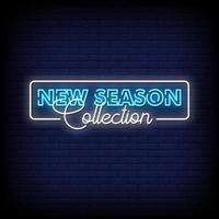 nouvelle saison collection néon signe style texte vecteur