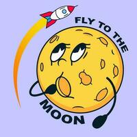 lune avec fusée vecteur art, illustration, icône et graphique