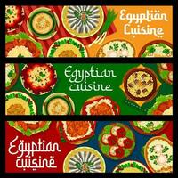 égyptien cuisine restaurant nourriture bannières, vaisselle vecteur