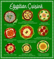 égyptien cuisine menu, nourriture vaisselle et repas vecteur