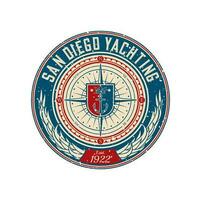 yacht club rétro correctif, mer voile régate badge vecteur