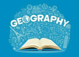 la géographie cahier de texte, contour école science symboles vecteur