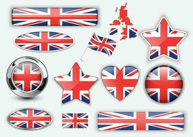 uni Royaume, Angleterre drapeau boutons génial collection, haute qualité vecteur illustration.
