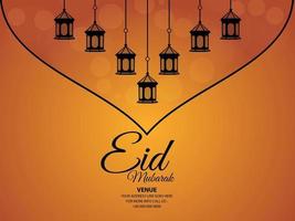lanterne plate du festival islamique eid mubarak avec fond créatif vecteur