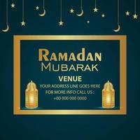 illustration vectorielle de ramadan mubarak avec lanterne dorée islamique vecteur