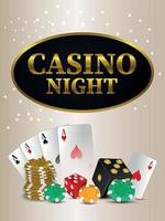 casino night party flyer casino jeu de hasard avec des cartes à jouer et des jetons vecteur