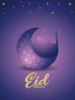 illustration vectorielle eid mubarak avec motif créatif lune et mosquée vecteur