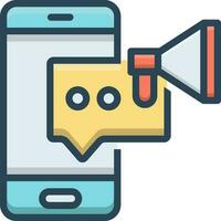 Couleur icône pour SMS commercialisation vecteur