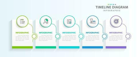 infographie modèle pour entreprise. 5 pas moderne chronologie diagramme avec rectangle feuille de route concept, présentation vecteur infographie.