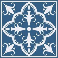 ethnique géométrique floral tuile modèle. ethnique géométrique floral carré modèle bleu marocain Couleur style. ethnique méditerranéen modèle utilisation pour Accueil sol intérieur décoration éléments, etc. vecteur