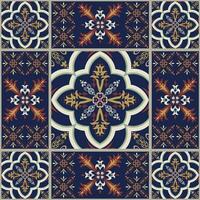 patchwork carrelage floral modèle arabe style. ethnique bleu Couleur marocain, Portugais carrelage sans couture modèle. peranakan tuile modèle utilisation pour Accueil intérieur sol décoration éléments. vecteur