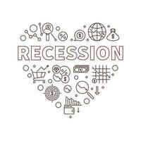 récession cœur vecteur bannière - économique crise illustration