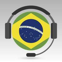 Brésil drapeau avec écouteurs, soutien signe. vecteur illustration.
