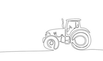 tracteur, un ligne continu. ligne art contour vecteur illustration de ferme transport