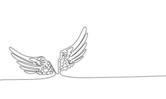 ailes de ange continu ligne dessin élément isolé sur blanc Contexte pour décoratif élément. vecteur illustration de ailes dans branché contour style.
