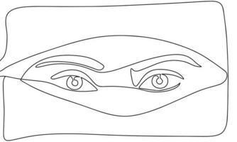 femme yeux de hijab continu ligne dessin élément isolé sur blanc Contexte pour décoratif élément. vecteur illustration de arabe magnifique femme dans branché contour style.