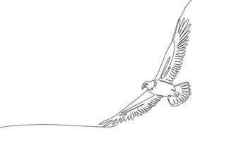 Aigle comme symbole Etats-Unis. un ligne continu oiseau. ligne art, contour, Célibataire ligne silhouette. main tiré vecteur illustration.