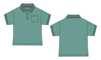 vert Couleur polo chemise vecteur illustration modèle pour des gamins isolé sur blanc Contexte