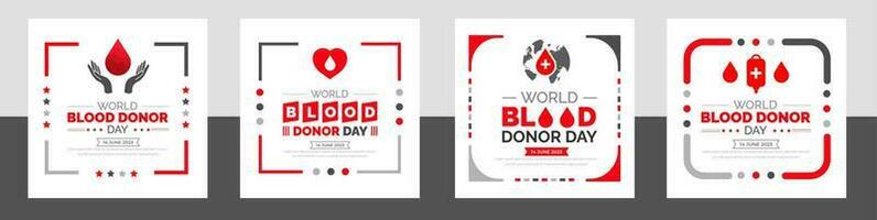 monde du sang donneur journée social médias Publier bannière ou typographie conception modèle ensemble. du sang donneur journée Contexte ou bannière conception empaqueter. vecteur