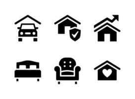ensemble simple d'icônes solides de vecteur immobilier