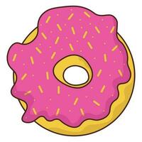 dessin animé coloré savoureux Donut avec rose glaçage. vecteur illustration