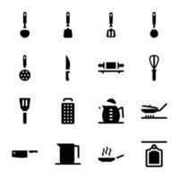 pack d'icônes d'accessoires de cuisine vecteur