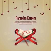 carte de voeux de célébration du festival islamique ramadan kareem avec coran vecteur