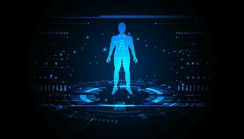 concept futuriste de technologie abstraite du corps humain numérique conception future de l'ai numérique sur fond de haute technologie. vecteur