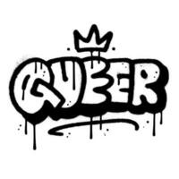 Urbain graffiti queer mot pulvérisé dans noir plus de blanche. texturé main tiré illustration. vecteur