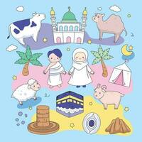 eid Al adha hajj umrah islamique musulman vecteur des illustrations collection