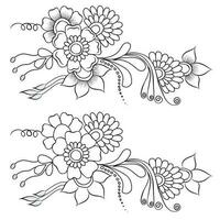 gratuit vecteur ligne art et main dessin fleur art noir et blanc plat conception Facile fleur