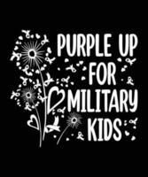 violet en haut pour militaire des gamins pissenlit fleur vecteur cancer conscience mois de le militaire enfant typographie T-shirt conception anciens combattants chemise