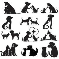une groupe de chats et chiens, silhouette illustration vecteur