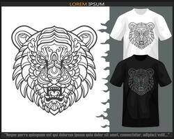 tigre tête mandala les arts isolé sur noir et blanc t chemise. vecteur