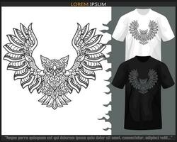 hibou oiseau mandala les arts isolé sur noir et blanc t chemise. vecteur