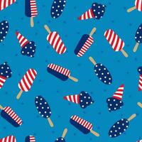 mignonne vecteur sans couture modèle avec la glace crème et étoiles. patriotique Contexte pour 4e de juillet dans Etats-Unis, décor, textile, enregistrer, ruban, bannières, emballage, fond d'écran