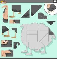 scie sauteuse puzzle Jeu avec dessin animé noir mouton animal vecteur