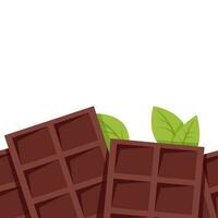 sans couture frontière de Lait Chocolat bars avec menthe feuilles vecteur