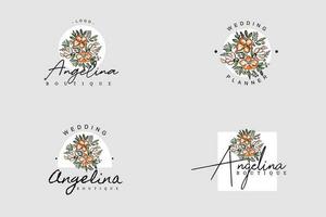 minimaliste fleur logo pack vecteur